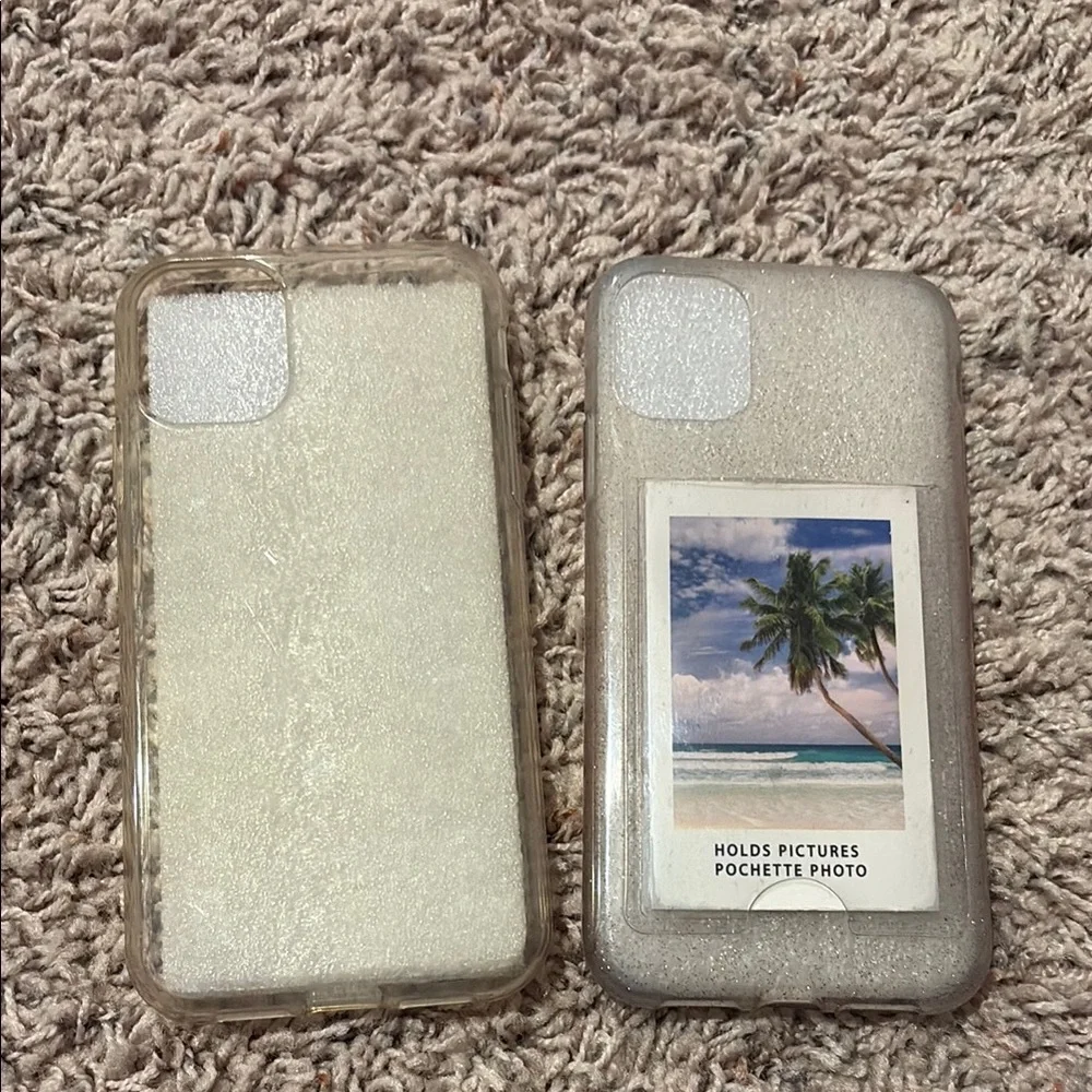 iPhone 11 Glitter Clear White Phone Case with Photo Pocket and Clear phone case - Picture 1 of 11